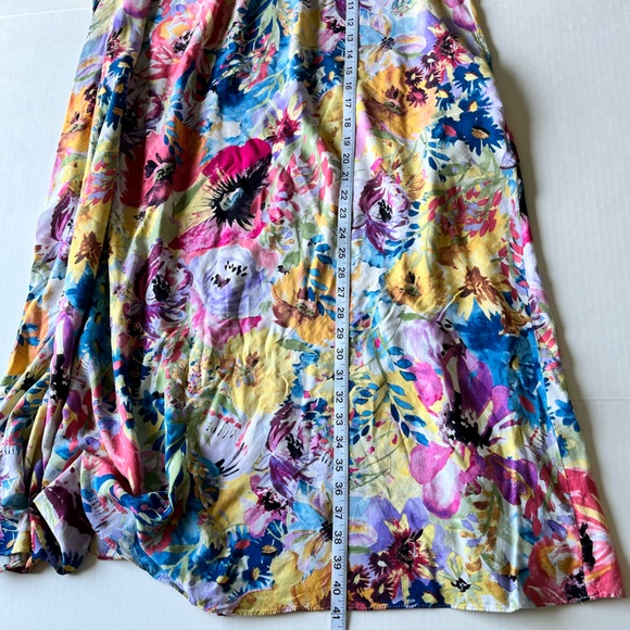 H&M Off-the-shoulder Smocked Short Wide Sleeve Floral Print Pockets Flowy Dress - Picture 12 of 14